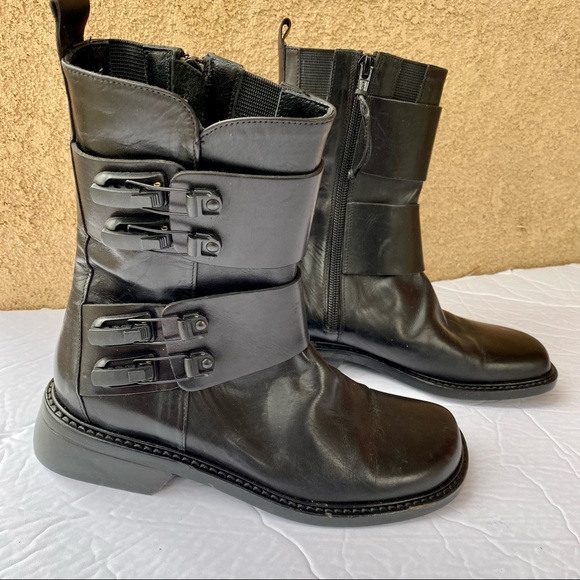 Donald J Pliner Double Buckle/ Hardware Combat Rock Moto  Boots - Picture 3 of 10